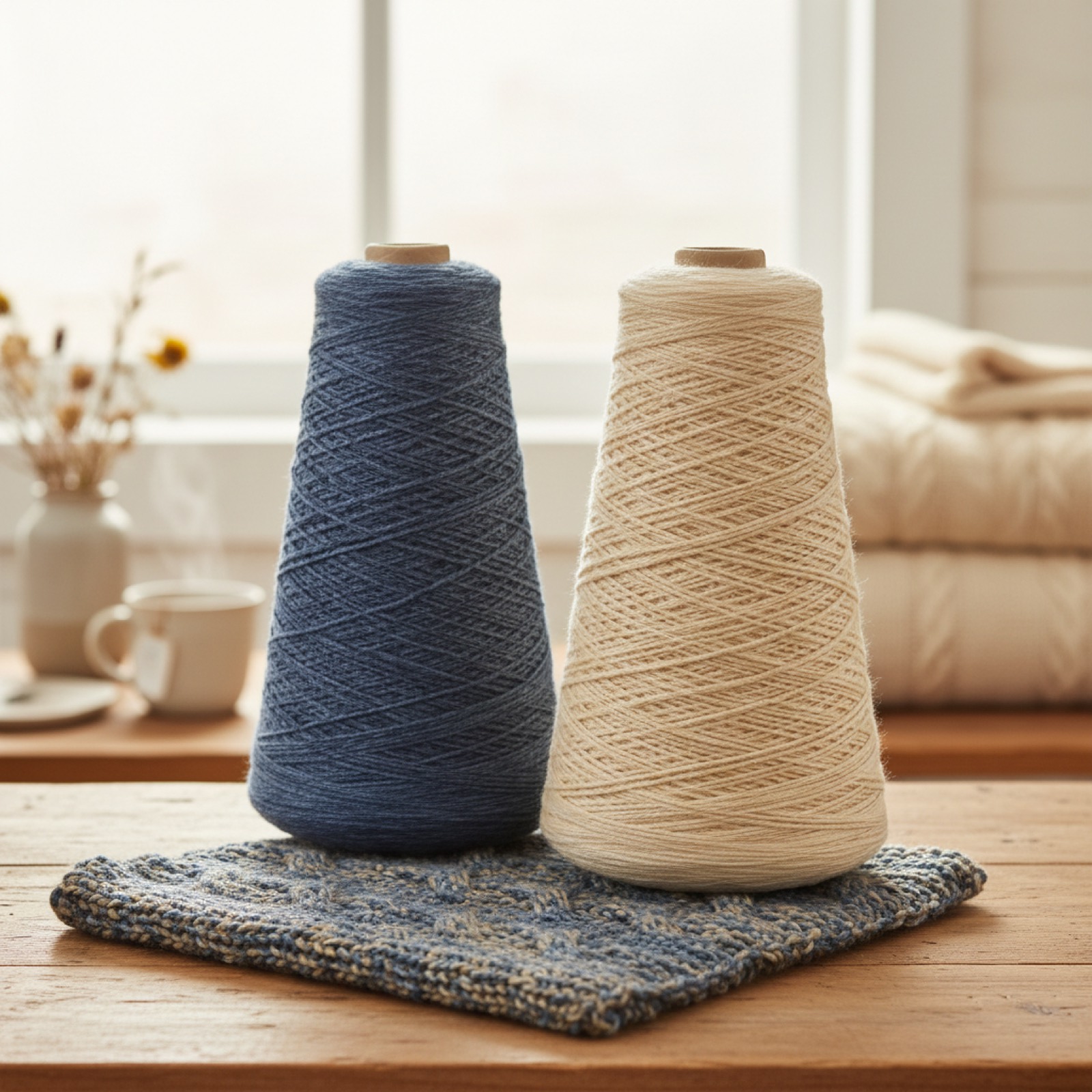 Fils de coton peigné à l'atelier